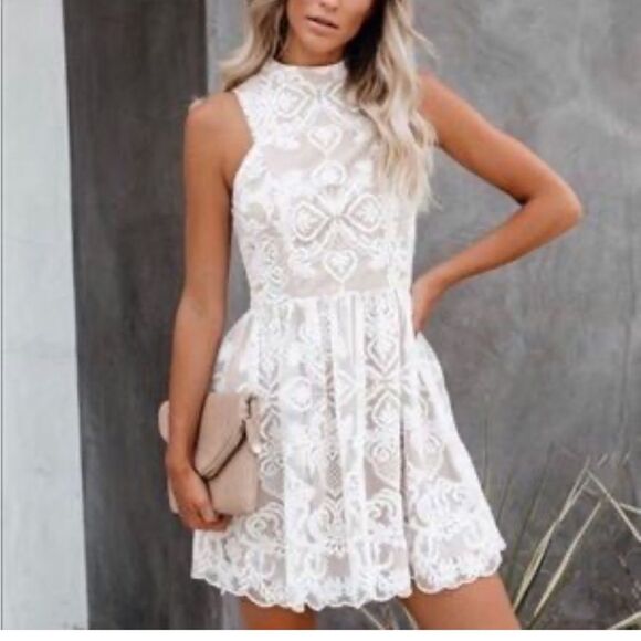 NWT FATE Lace Embroidered Dress White Size Small - Picture 12 of 12